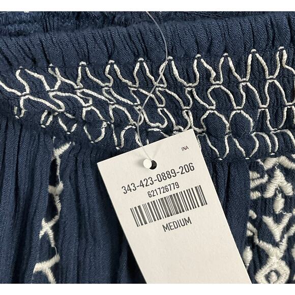 HOLLISTER Mini Skirt Blue Embroidered NWT NEW Pull On Pleated sz M Y2K Boho - Picture 7 of 12